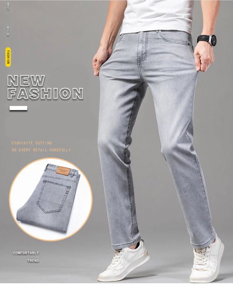 Jeans uomo grigi elasticizzati per estate: perfetti per l'ufficio o il tempo libero - StepByStepNow
