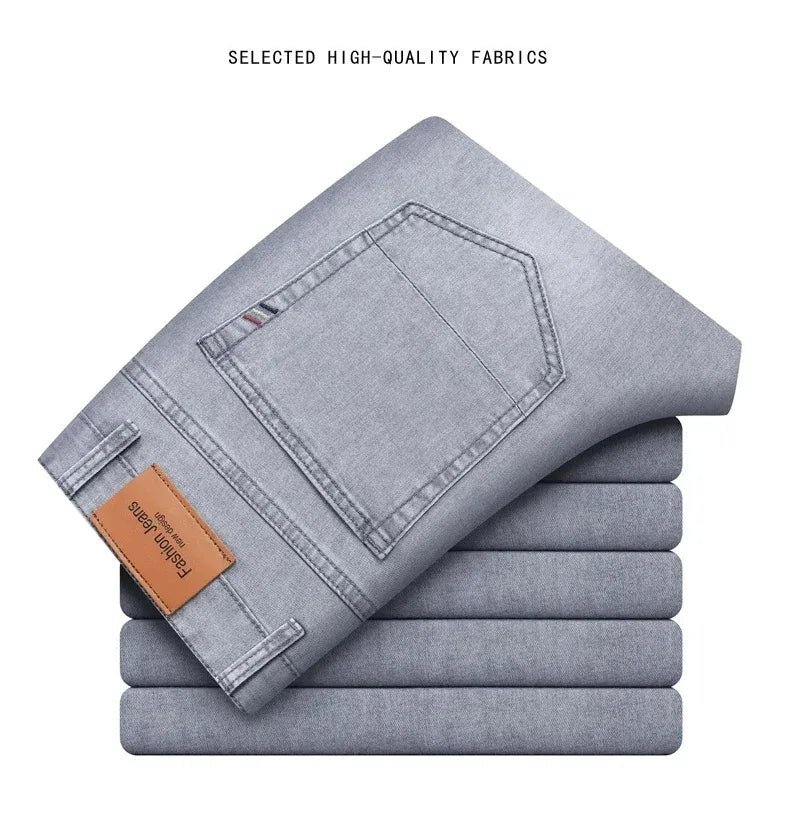 Jeans uomo grigi elasticizzati per estate: perfetti per l'ufficio o il tempo libero - StepByStepNow