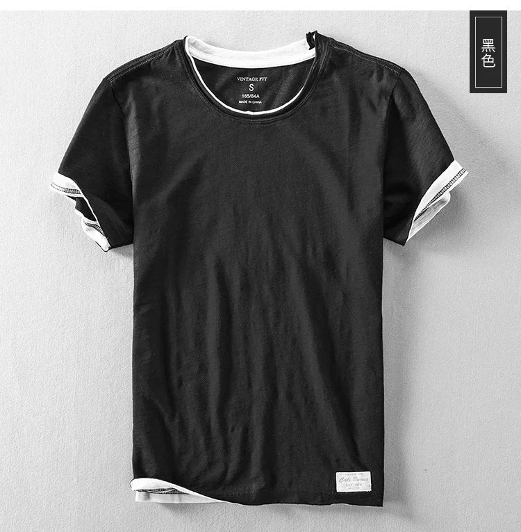 Summer Fashion Men's Japan Style Bamboo Cotton Solid Color Short Sleeve T-Shirt Male Casual Simple Soft Thin White Tee Tshirts - StepByStepNow