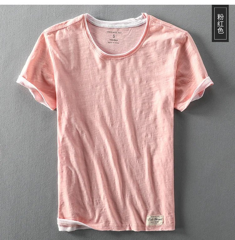 Summer Fashion Men's Japan Style Bamboo Cotton Solid Color Short Sleeve T-Shirt Male Casual Simple Soft Thin White Tee Tshirts - StepByStepNow