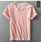 Summer Fashion Men's Japan Style Bamboo Cotton Solid Color Short Sleeve T-Shirt Male Casual Simple Soft Thin White Tee Tshirts - StepByStepNow