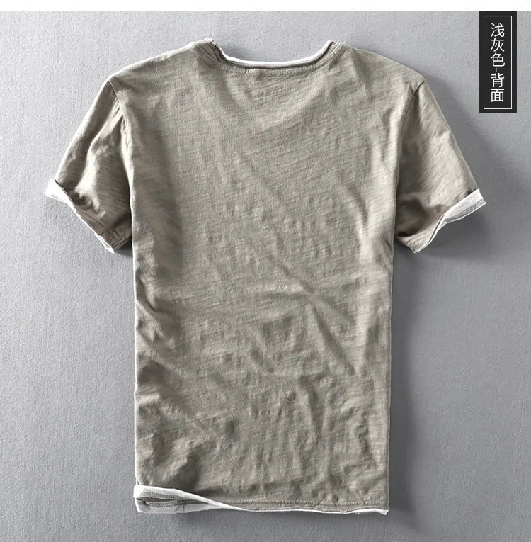 Summer Fashion Men's Japan Style Bamboo Cotton Solid Color Short Sleeve T-Shirt Male Casual Simple Soft Thin White Tee Tshirts - StepByStepNow