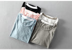 Summer Fashion Men's Japan Style Bamboo Cotton Solid Color Short Sleeve T-Shirt Male Casual Simple Soft Thin White Tee Tshirts - StepByStepNow