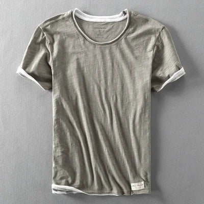 Summer Fashion Men's Japan Style Bamboo Cotton Solid Color Short Sleeve T-Shirt Male Casual Simple Soft Thin White Tee Tshirts - StepByStepNow