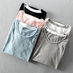 Summer Fashion Men's Japan Style Bamboo Cotton Solid Color Short Sleeve T-Shirt Male Casual Simple Soft Thin White Tee Tshirts - StepByStepNow