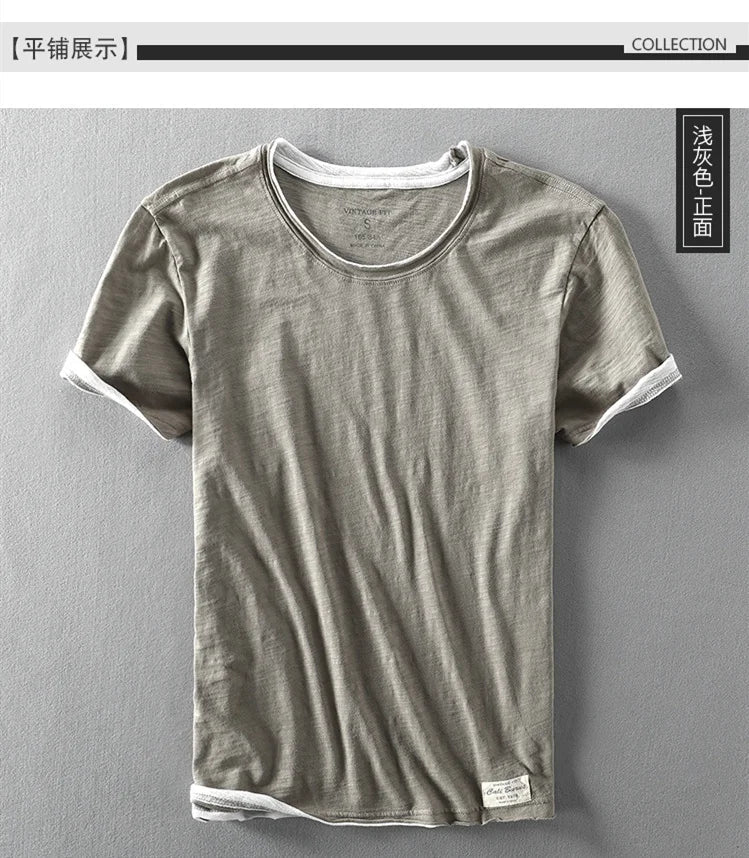 Summer Fashion Men's Japan Style Bamboo Cotton Solid Color Short Sleeve T-Shirt Male Casual Simple Soft Thin White Tee Tshirts - StepByStepNow