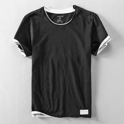 Summer Fashion Men's Japan Style Bamboo Cotton Solid Color Short Sleeve T-Shirt Male Casual Simple Soft Thin White Tee Tshirts - StepByStepNow