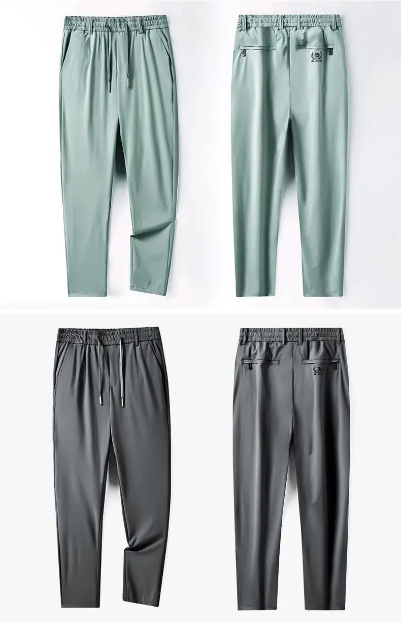 Summer Ice Silk Men Breathable Sweatpants Streetwear Fashion Koreon Elastic Waist Thin Quick Dry Sports Joggers Casual Trousers - StepByStepNow