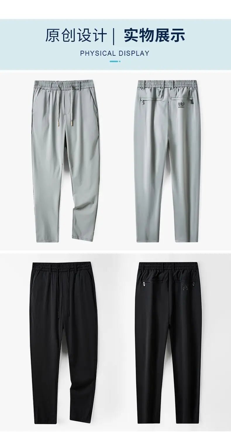 Summer Ice Silk Men Breathable Sweatpants Streetwear Fashion Koreon Elastic Waist Thin Quick Dry Sports Joggers Casual Trousers - StepByStepNow