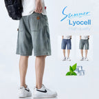 Shorts in tessuto Lyocell estivo da uomo, casuale e comodo con design di strada a cinque tasche - StepByStepNow