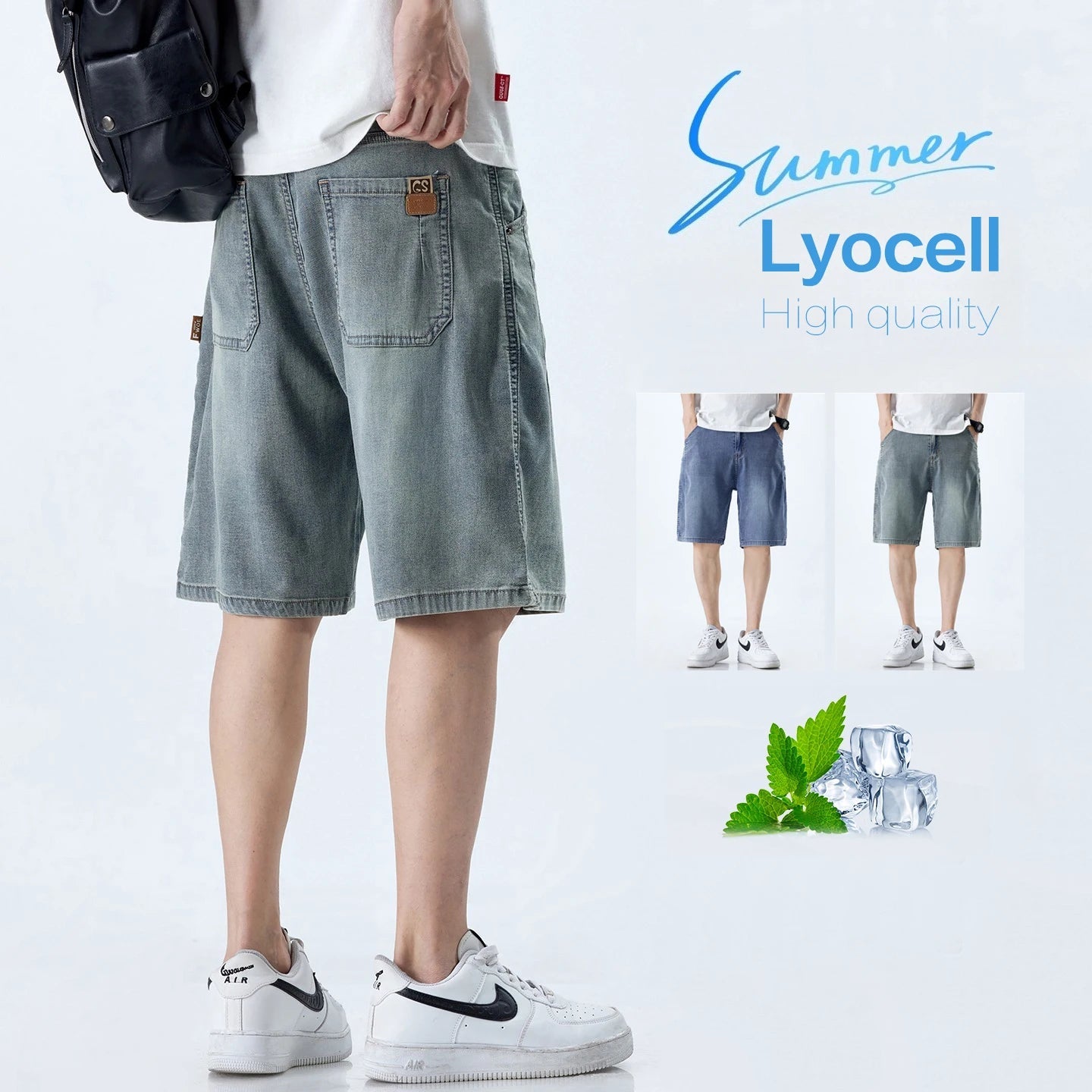 Shorts in tessuto Lyocell estivo da uomo, casuale e comodo con design di strada a cinque tasche - StepByStepNow