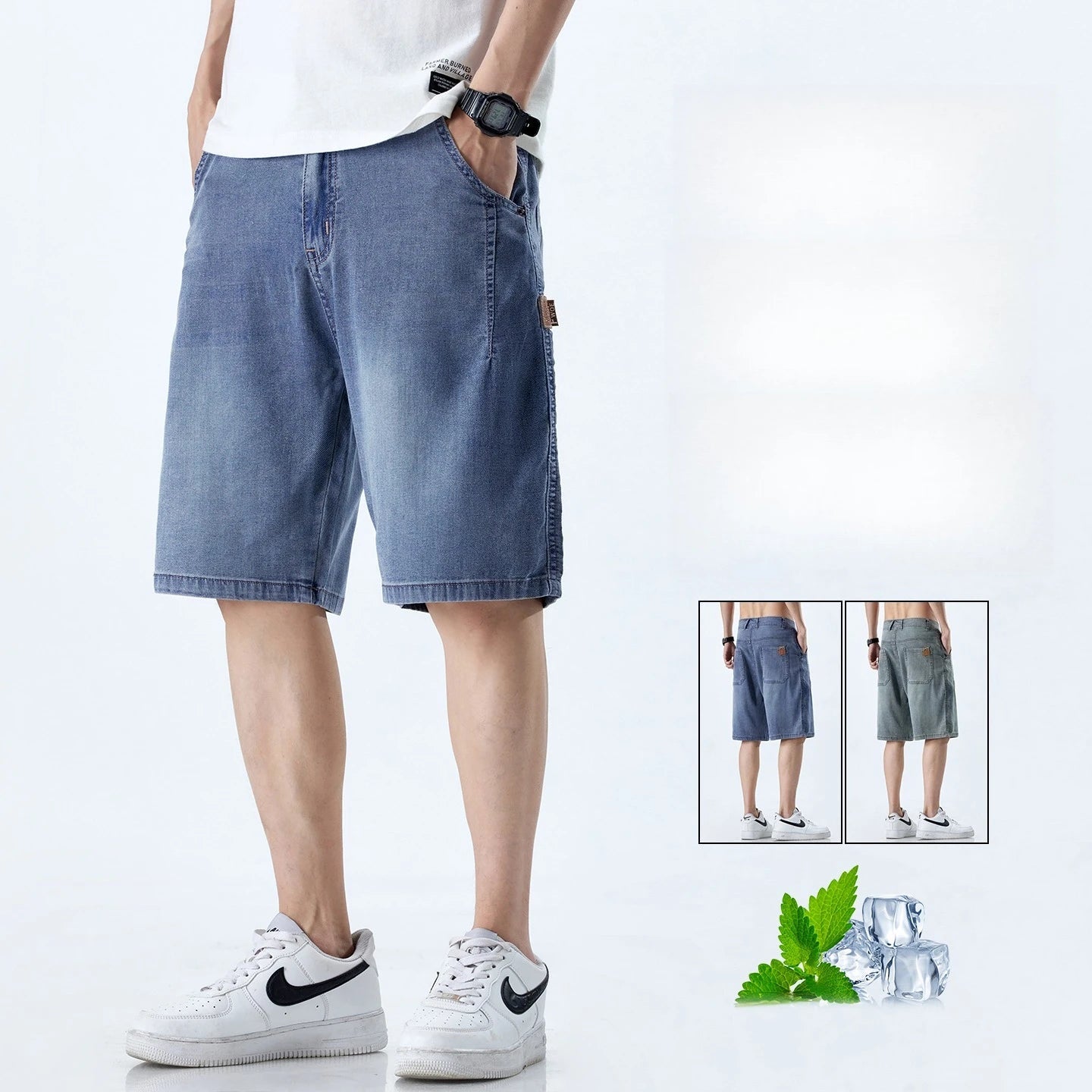 Shorts in tessuto Lyocell estivo da uomo, casuale e comodo con design di strada a cinque tasche - StepByStepNow