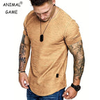 Summer Mens Lightweight T-shirt Short Sleeve Jogging Basic Solid Collar Crew Neck Tshirts Sport Tops - StepByStepNow
