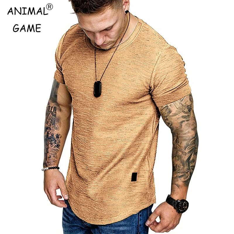 Summer Mens Lightweight T-shirt Short Sleeve Jogging Basic Solid Collar Crew Neck Tshirts Sport Tops - StepByStepNow