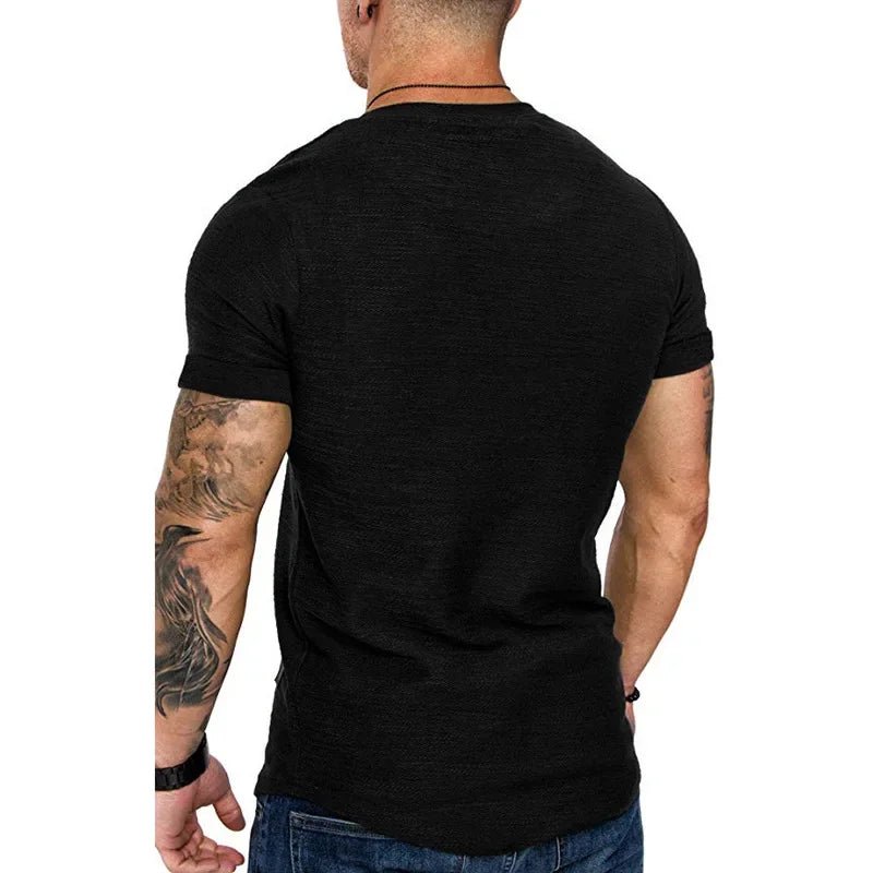 Summer Mens Lightweight T-shirt Short Sleeve Jogging Basic Solid Collar Crew Neck Tshirts Sport Tops - StepByStepNow