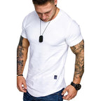 Summer Mens Lightweight T-shirt Short Sleeve Jogging Basic Solid Collar Crew Neck Tshirts Sport Tops - StepByStepNow