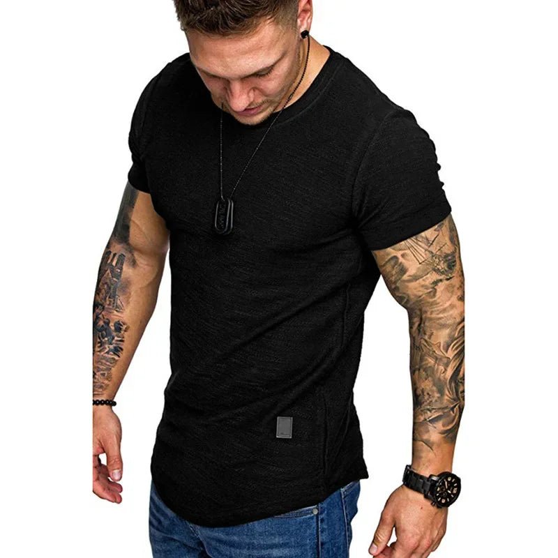 Summer Mens Lightweight T-shirt Short Sleeve Jogging Basic Solid Collar Crew Neck Tshirts Sport Tops - StepByStepNow