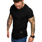 Summer Mens Lightweight T-shirt Short Sleeve Jogging Basic Solid Collar Crew Neck Tshirts Sport Tops - StepByStepNow