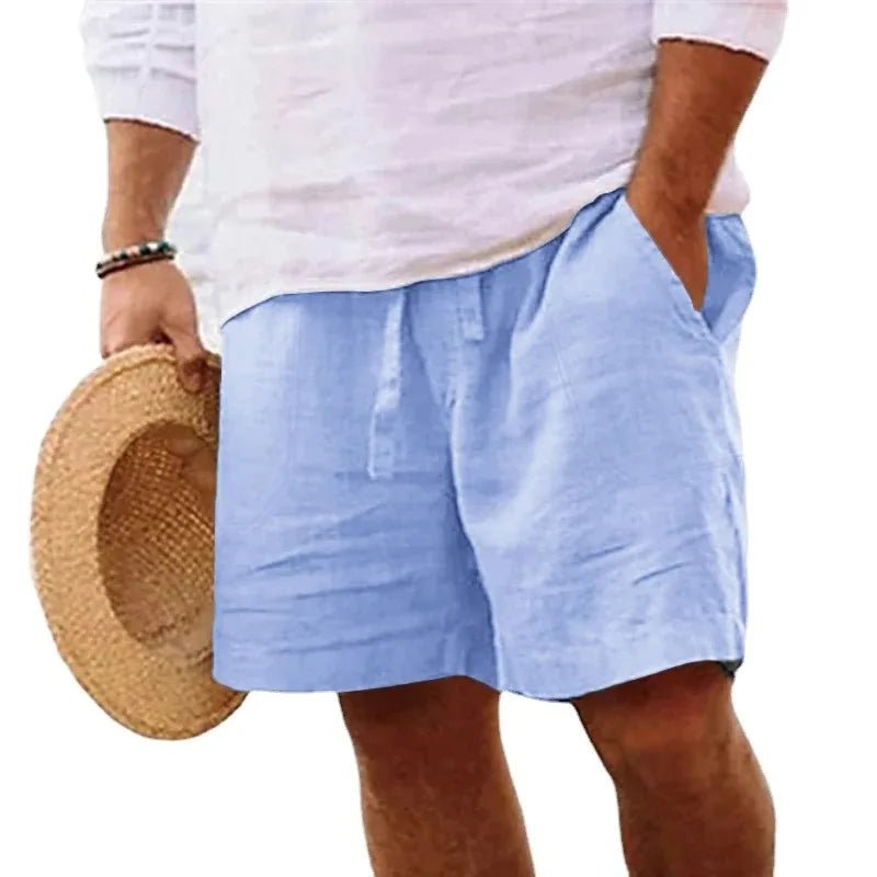 Summer Mens Linen Solid Color Short Lightweight Gym Pants Cotton Beach Shorts Men Fitness Sport Large Breathable Short Homme - StepByStepNow