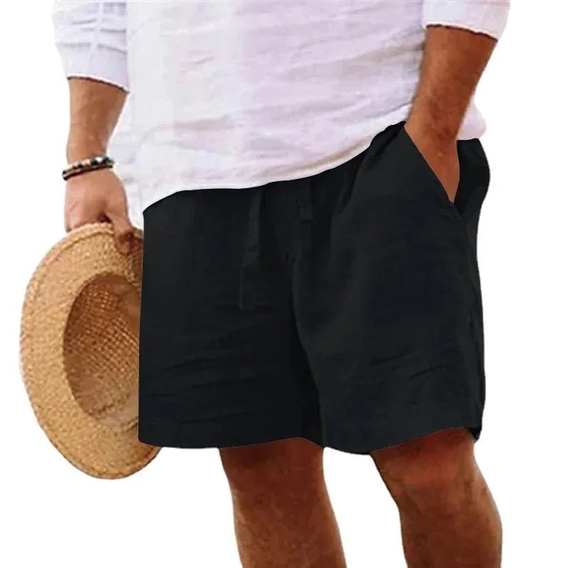 Summer Mens Linen Solid Color Short Lightweight Gym Pants Cotton Beach Shorts Men Fitness Sport Large Breathable Short Homme - StepByStepNow