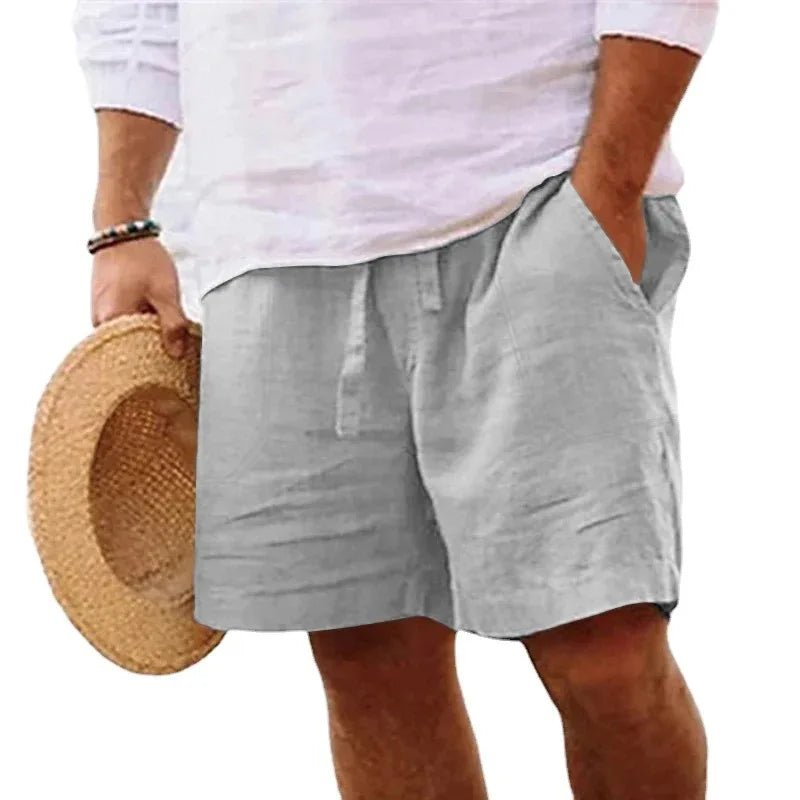 Summer Mens Linen Solid Color Short Lightweight Gym Pants Cotton Beach Shorts Men Fitness Sport Large Breathable Short Homme - StepByStepNow