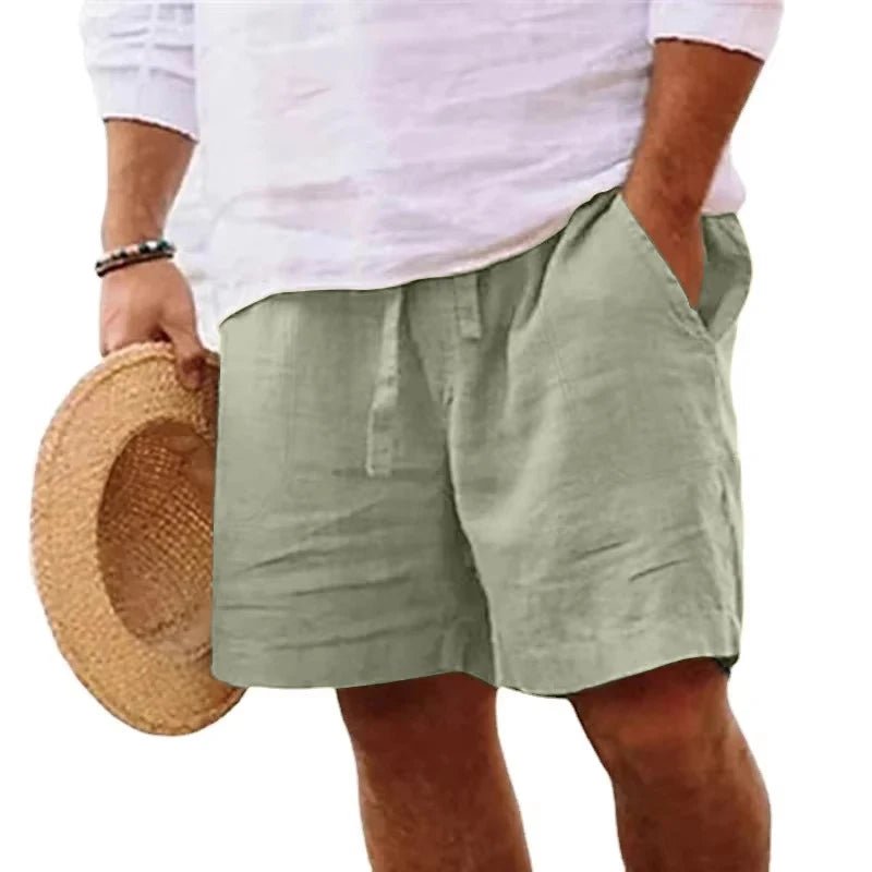 Summer Mens Linen Solid Color Short Lightweight Gym Pants Cotton Beach Shorts Men Fitness Sport Large Breathable Short Homme - StepByStepNow