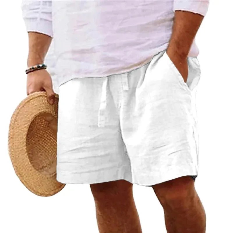 Summer Mens Linen Solid Color Short Lightweight Gym Pants Cotton Beach Shorts Men Fitness Sport Large Breathable Short Homme - StepByStepNow