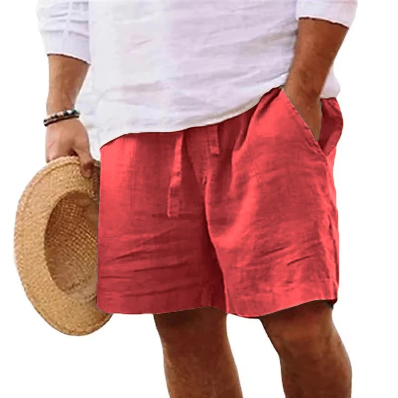 Summer Mens Linen Solid Color Short Lightweight Gym Pants Cotton Beach Shorts Men Fitness Sport Large Breathable Short Homme - StepByStepNow