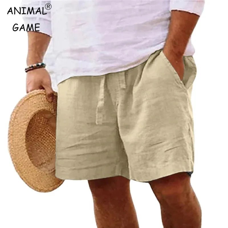 Summer Mens Linen Solid Color Short Lightweight Gym Pants Cotton Beach Shorts Men Fitness Sport Large Breathable Short Homme - StepByStepNow