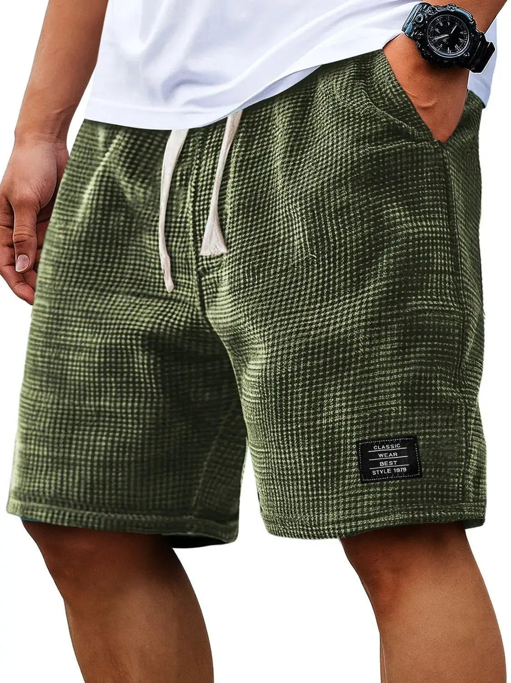 Summer Men's Waffle Business casual shorts New Korean Fashion Drawstring Baggy Short Pants Fitness Breathable Streetwear Gym - StepByStepNow