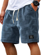 Summer Men's Waffle Business casual shorts New Korean Fashion Drawstring Baggy Short Pants Fitness Breathable Streetwear Gym - StepByStepNow