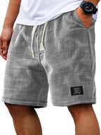 Summer Men's Waffle Business casual shorts New Korean Fashion Drawstring Baggy Short Pants Fitness Breathable Streetwear Gym - StepByStepNow