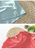 Summer New 100% Cotton T-shirt Men V - neck Solid Color Casual T Shirt Basic Tees Plus Size Short Sleeve Tops Y2449 - StepByStepNow