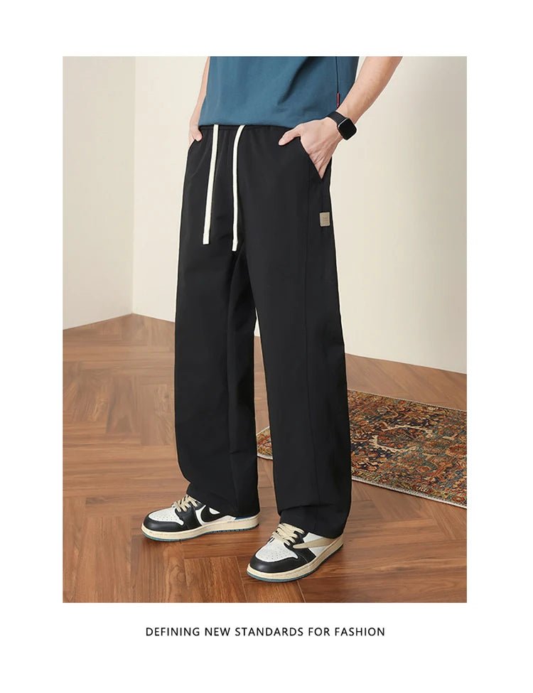 Summer New Outdoor Ice Silk Casual Pants Men Quick Drying Elastic Waist Straight Leg Thin Trousers Male 4XL Brand Clothin - StepByStepNow