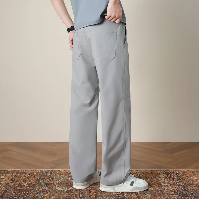 Summer New Outdoor Ice Silk Casual Pants Men Quick Drying Elastic Waist Straight Leg Thin Trousers Male 4XL Brand Clothin - StepByStepNow
