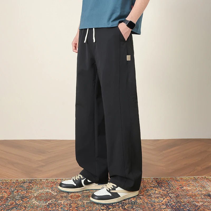 Summer New Outdoor Ice Silk Casual Pants Men Quick Drying Elastic Waist Straight Leg Thin Trousers Male 4XL Brand Clothin - StepByStepNow