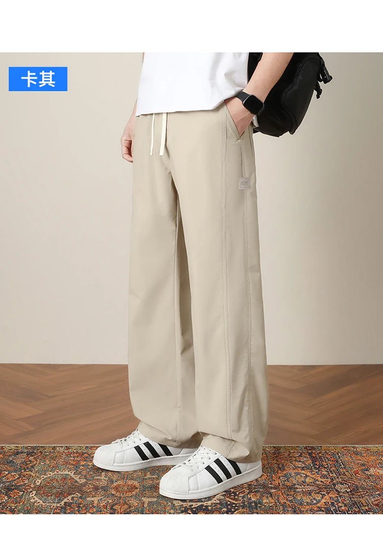 Summer New Outdoor Ice Silk Casual Pants Men Quick Drying Elastic Waist Straight Leg Thin Trousers Male 4XL Brand Clothin - StepByStepNow