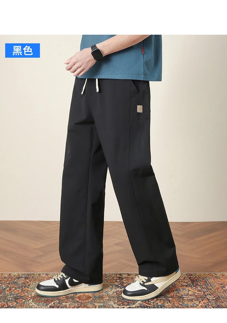 Summer New Outdoor Ice Silk Casual Pants Men Quick Drying Elastic Waist Straight Leg Thin Trousers Male 4XL Brand Clothin - StepByStepNow