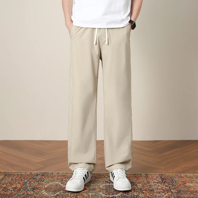 Summer New Outdoor Ice Silk Casual Pants Men Quick Drying Elastic Waist Straight Leg Thin Trousers Male 4XL Brand Clothin - StepByStepNow