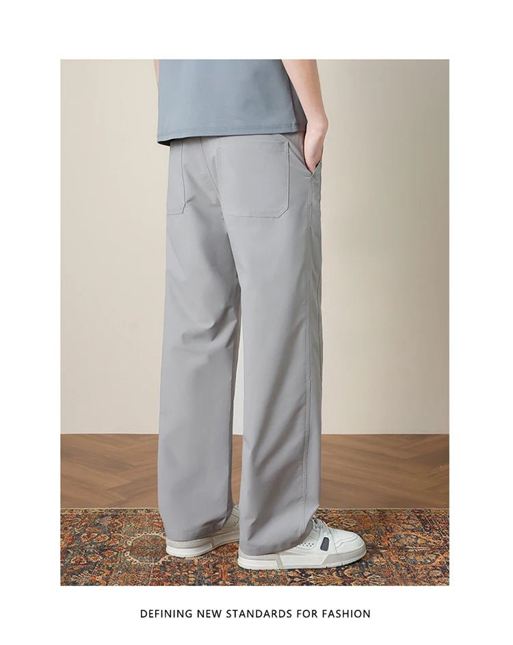 Summer New Outdoor Ice Silk Casual Pants Men Quick Drying Elastic Waist Straight Leg Thin Trousers Male 4XL Brand Clothin - StepByStepNow