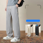 Summer New Outdoor Ice Silk Casual Pants Men Quick Drying Elastic Waist Straight Leg Thin Trousers Male 4XL Brand Clothin - StepByStepNow