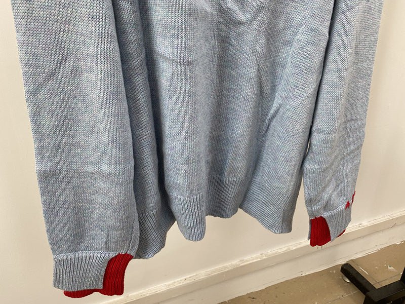 Super chic lettera ricamo maglione donna autunno inverno orlo asimmetrico Pullover di lana Streetwear maglioni maglioni donna - StepByStepNow