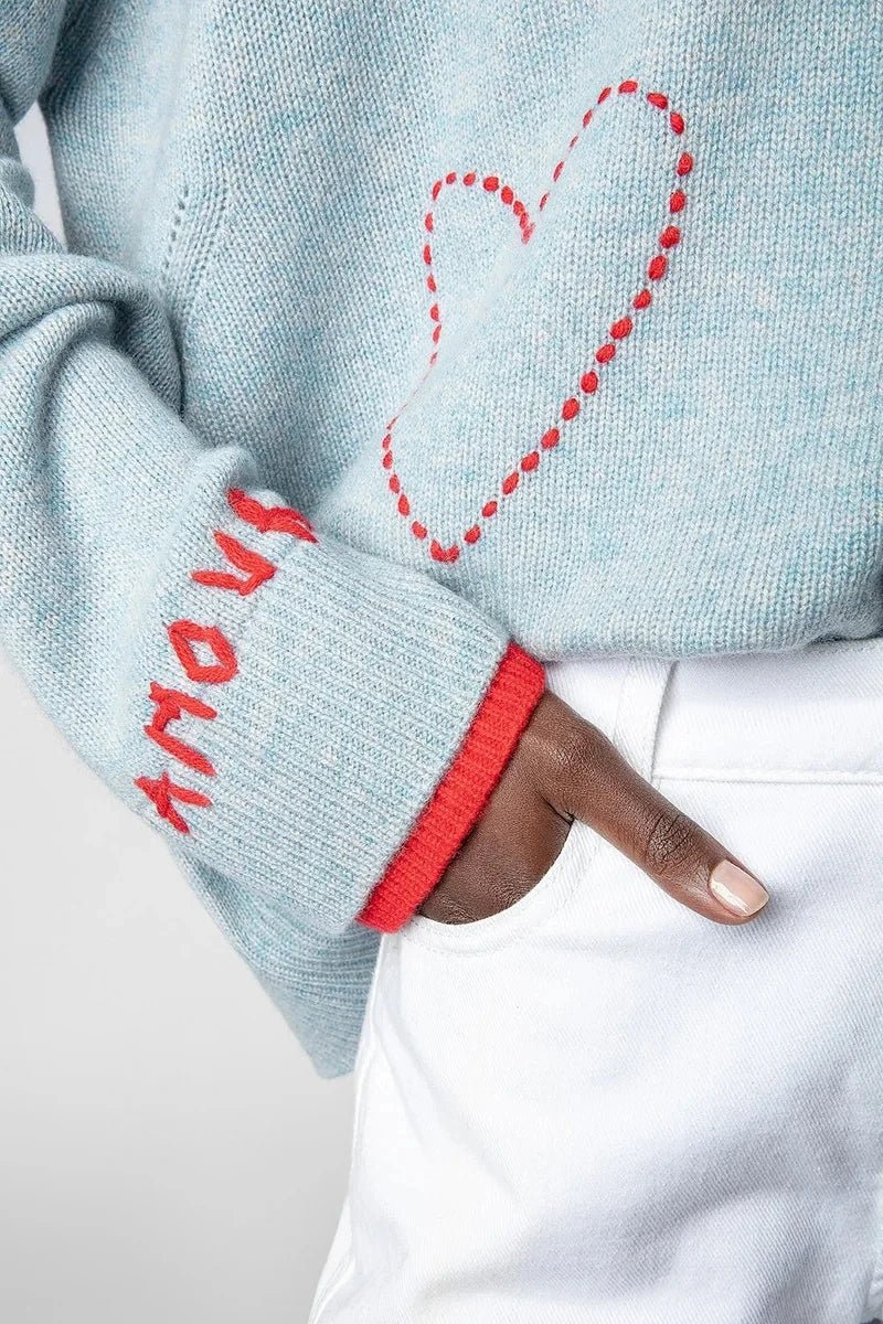 Super chic lettera ricamo maglione donna autunno inverno orlo asimmetrico Pullover di lana Streetwear maglioni maglioni donna - StepByStepNow