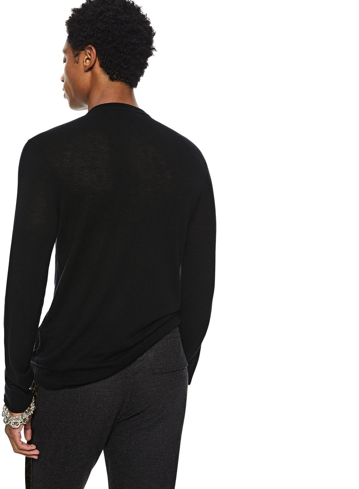 Superfine Wool Henley Sweater (Black) - StepByStep