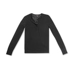 Superfine Wool Henley Sweater (Black) - StepByStep