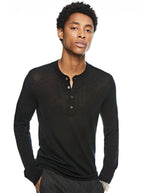 Superfine Wool Henley Sweater (Black) - StepByStep