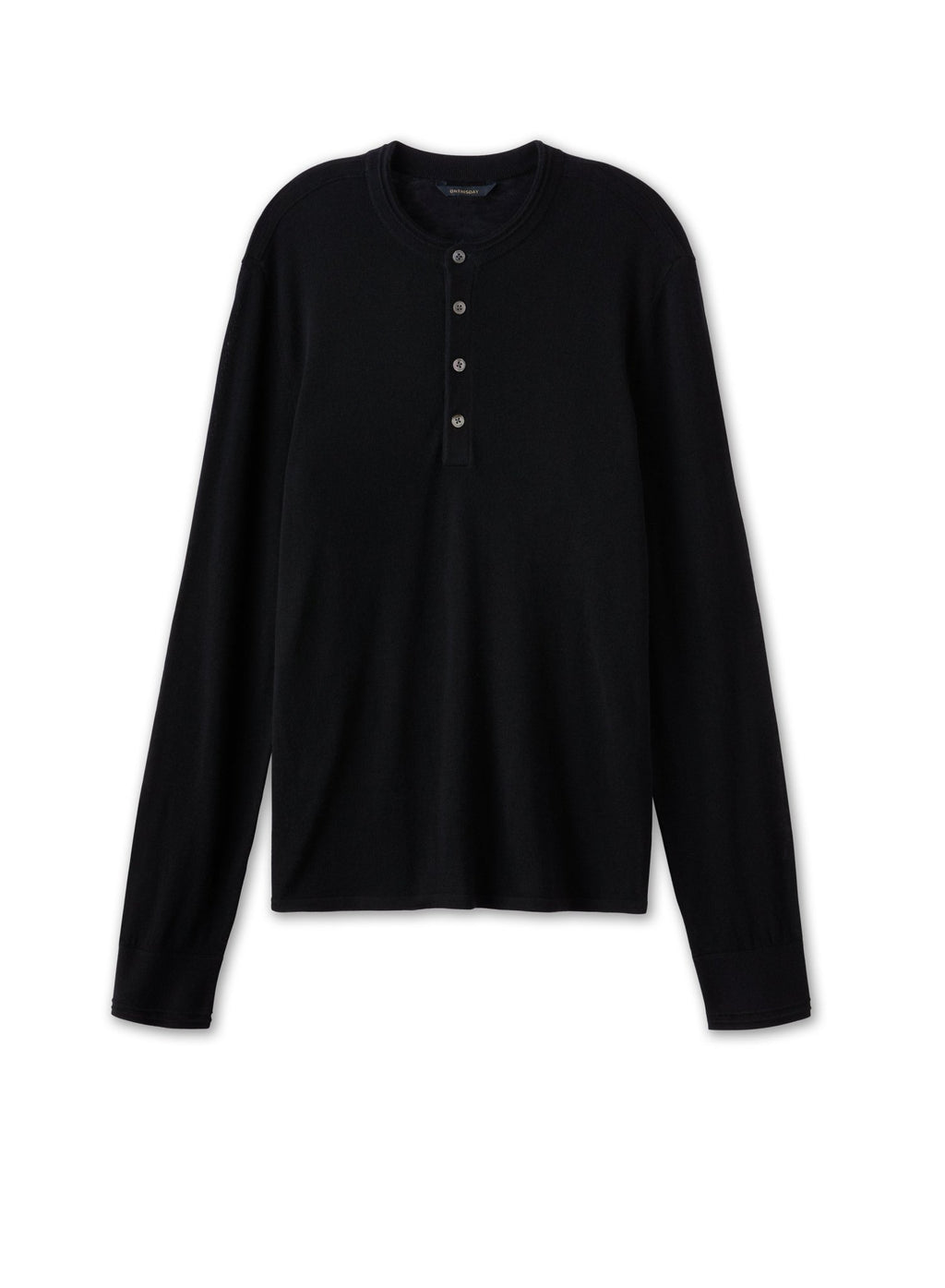 Superfine Wool Henley Sweater (Black) - StepByStep