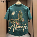 Supzoom New Arrival Summer Top Fashion Printed Butterfly Short O - neck Casual Hip Hop Heavy Texture Cotton Ins Loose Men Tshirt - StepByStepNow
