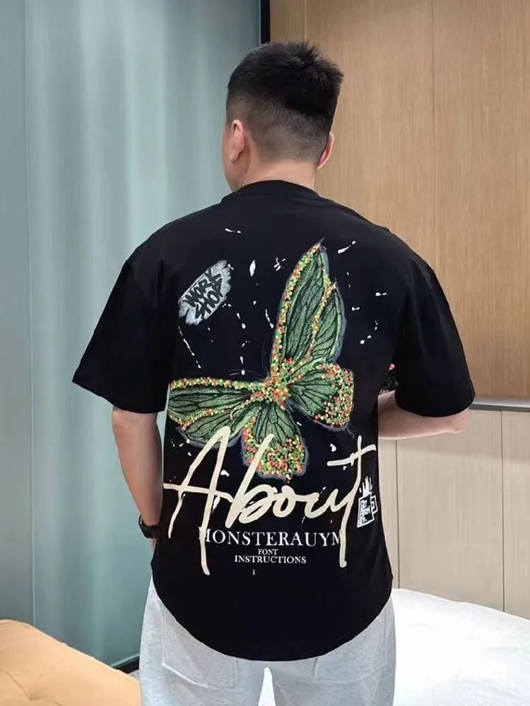 Supzoom New Arrival Summer Top Fashion Printed Butterfly Short O - neck Casual Hip Hop Heavy Texture Cotton Ins Loose Men Tshirt - StepByStepNow