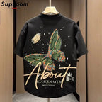 Supzoom New Arrival Summer Top Fashion Printed Butterfly Short O - neck Casual Hip Hop Heavy Texture Cotton Ins Loose Men Tshirt - StepByStepNow